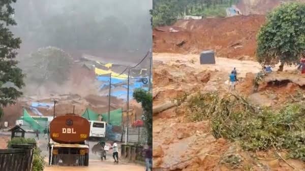 கேரள வயநாட்டில் பயங்கர நிலச்சரிவு: மண்ணுக்குள் புதைந்த வாகனங்கள்