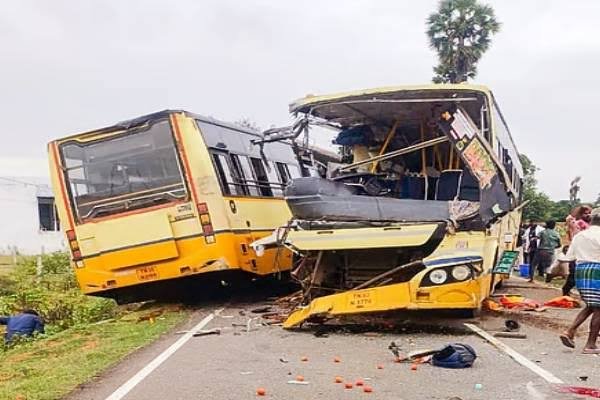 மதுரை அருகே அதிகாலையில் பயங்கரம்! அரசு பேருந்தும் ஆம்னி பேருந்தும் நேருக்கு நேர் மோதி 5 பேர் பலி