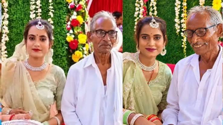 75 வயது தாத்தாவை மணக்கும் 30 வயது பெண். 75 வயது தாத்தாவை மணக்கும் 30 வயது பெண்.